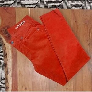 Vintage Y2K GAP 1969 Scarlet Poppy Red Slim Fit Corduroy Pants Size 25